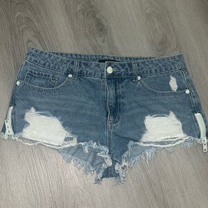 Forever 21 Jean Shorts Trendy Ripped With Zippers